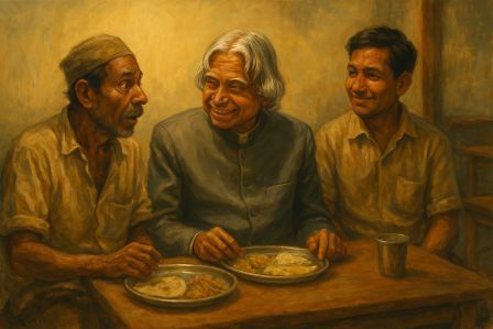 Dr. APJ Abdul Kalam having dinner with a cobbler and a waiter